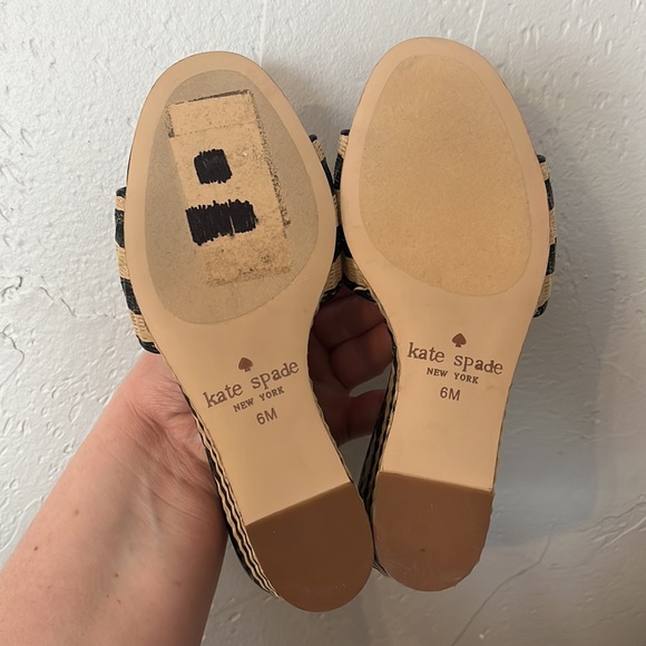 KATE SPADE Linda Wedges Tan And Black Raffia - Picture 11 of 12